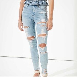 NWT American Eagle Super Hi-Rise Jegging in Shattered Breeze Wash, Size 2